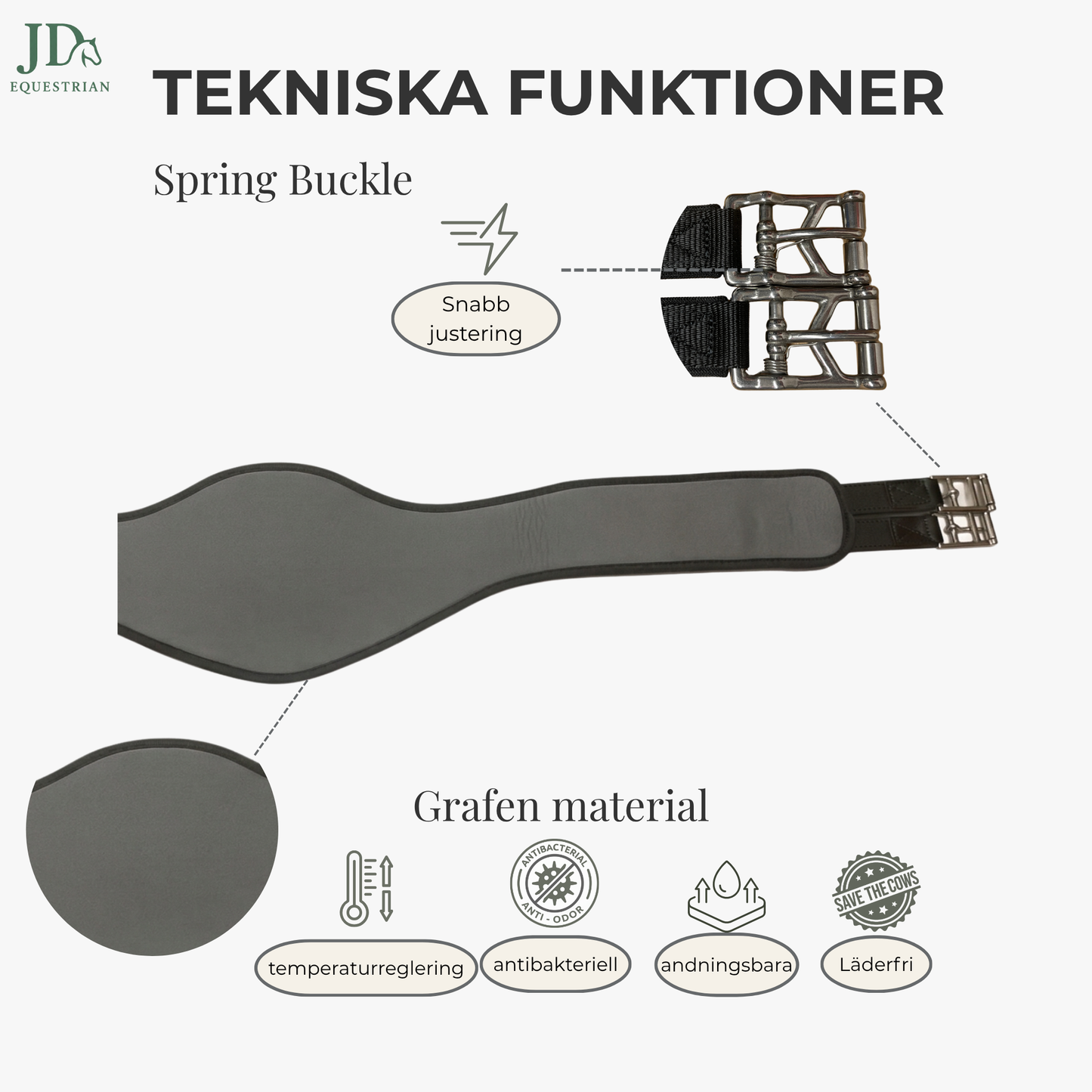JD Anatomisk Sadelgjord med grafenfoder